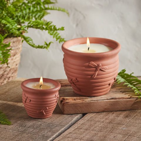 Nature's Garden Terracotta Dragonfly Candle Pots - St. Eval