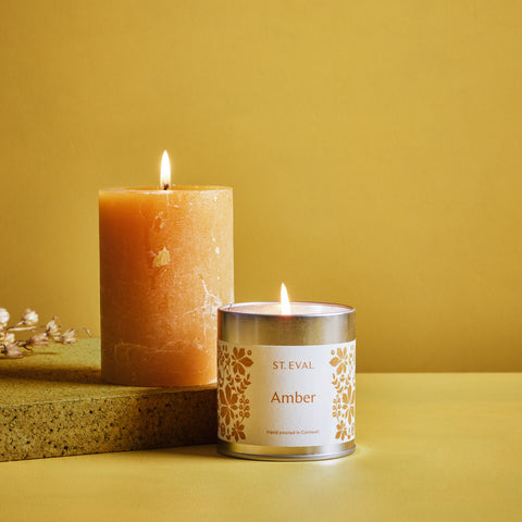 Folk Collection, Amber Tin and Pillar Candle