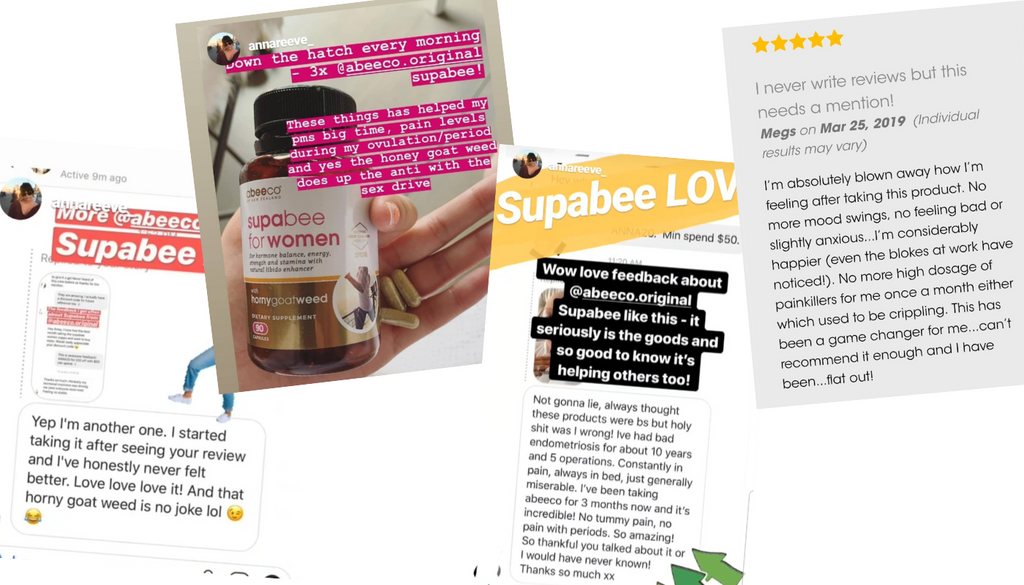 collage of reviews for supabee for women