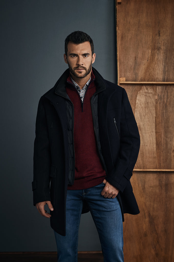wool topcoat jacket navy