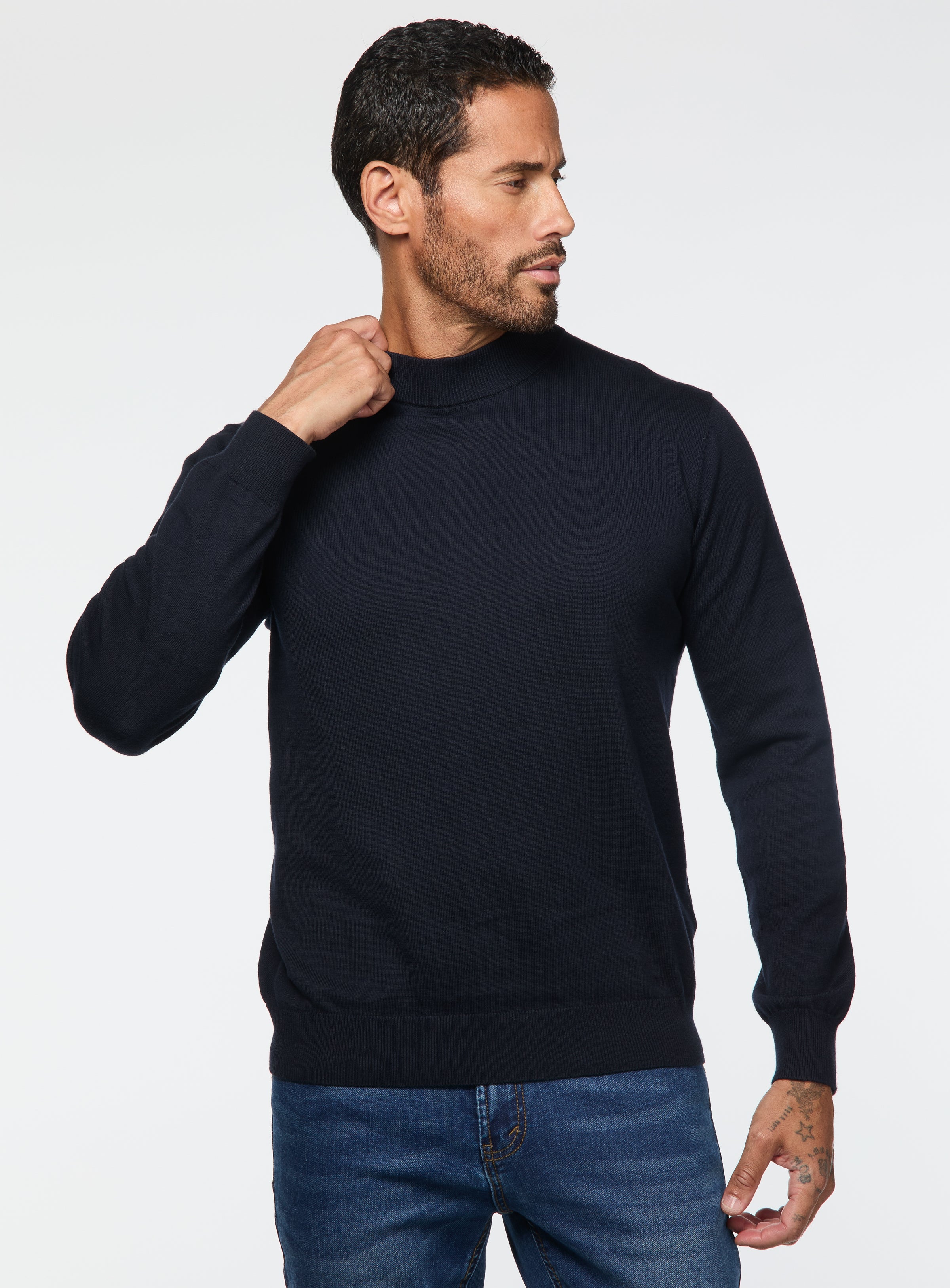 Solid Mock Neck Sweater