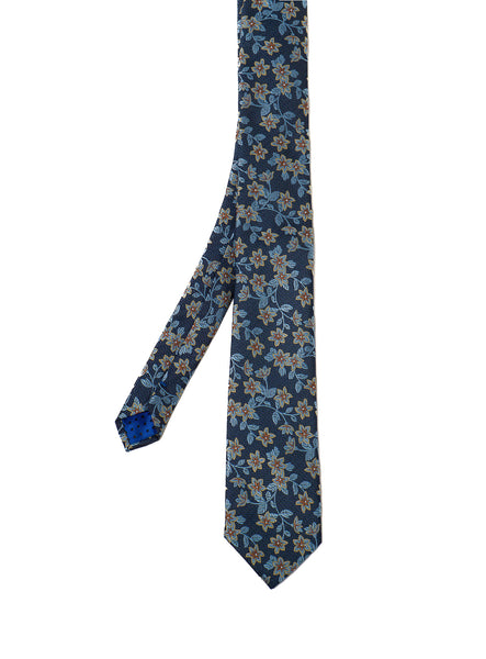Flowers Print Blue Tie for men - Anthony of London