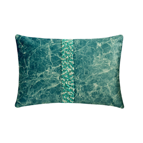 Turquoise Touchstones Lumbar Pillow Cover