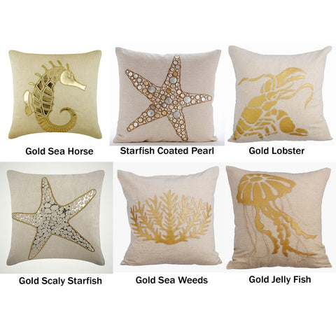 Gold Leather Applique Embroidery Pillows