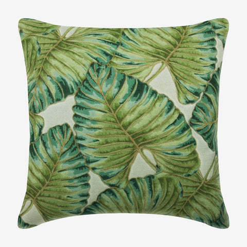 Tropical Breeze Big Leaves Throw Pillow Cover