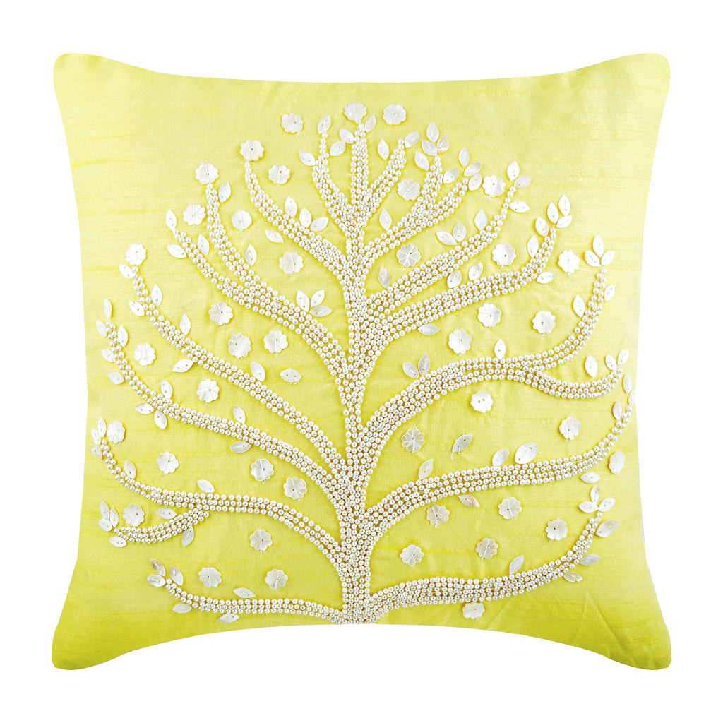 Yellow Art Silk Throw Pillow Cover, Yellow Tree – The HomeCentric