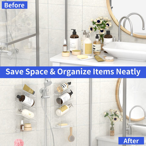 Acrylic Bathroom Organizer Before and After