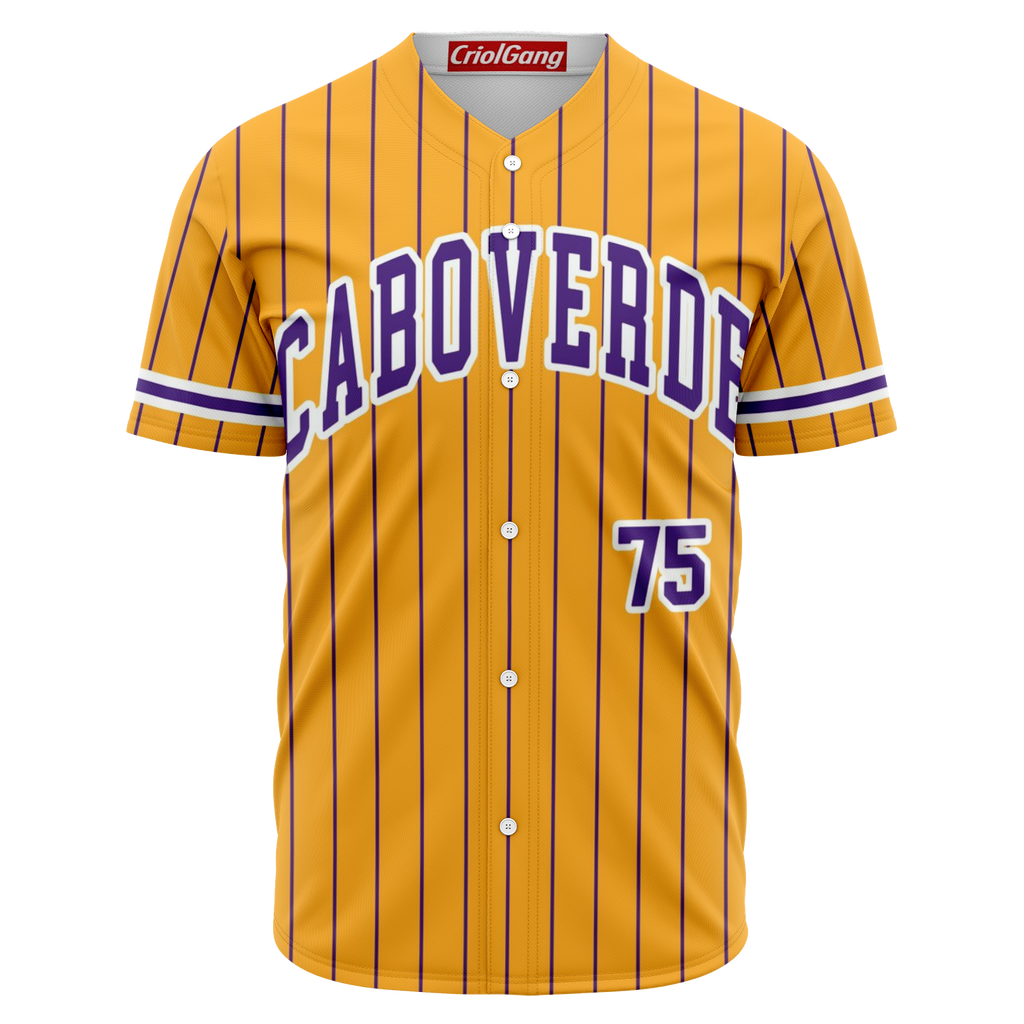 purple and yellow baseball jersey