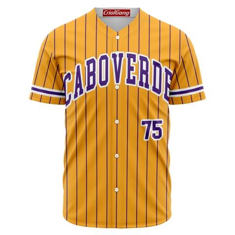 purple and yellow baseball jersey