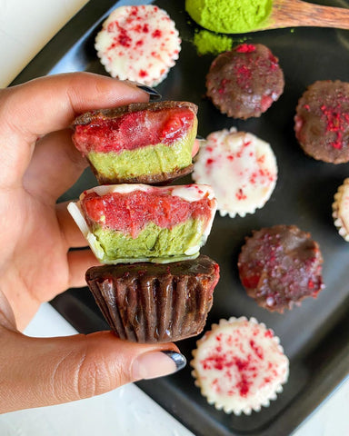 Strawberry Matcha Latte Chocolate Bites