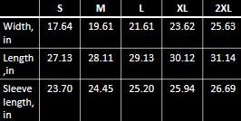 Baseball Shirt Table Size