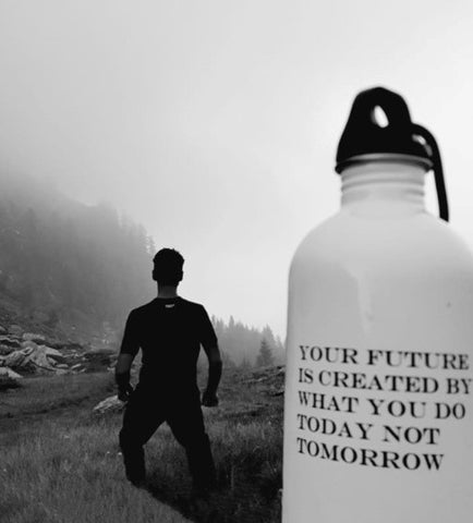 Stainless Steel Water Bottle with Motivational Quote