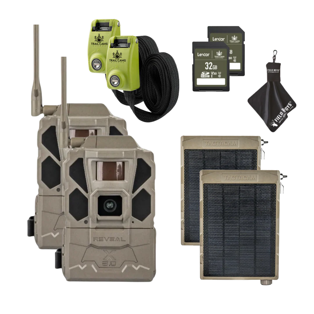 Buy 2 & Save! TACTACAM REVEAL X GEN 3.0  with Solar Panels, Lockable Straps, SD Cards and Cleaning Cloth