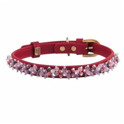 Boho Glass Pearl Genuine Leather Pink Dog Collar – Ruff Houzin