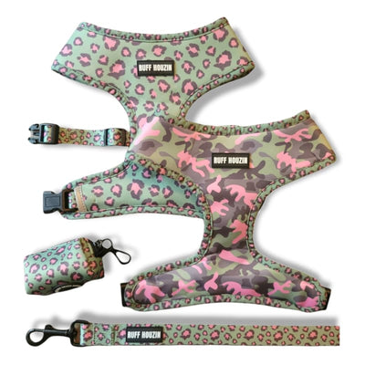 Lil Monster Pets Neoprene Reversible Dog Harness, Pink Leopard, X-Small