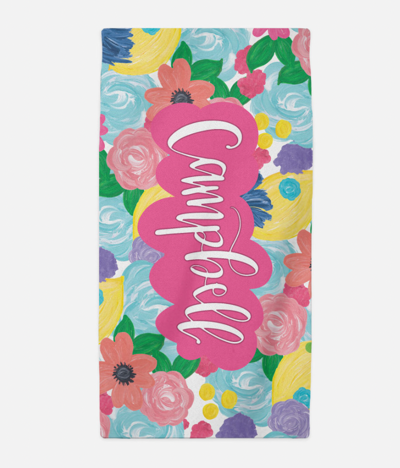 Signature Floral Personalized Beach Towel
