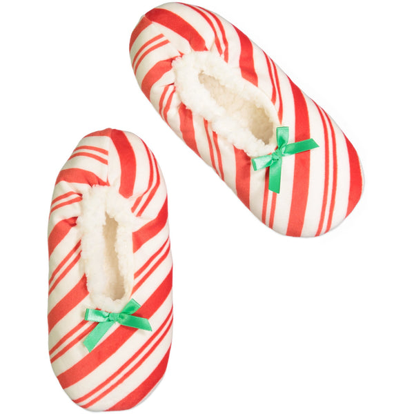 Women’s Candy Cane Stripe Holiday Slipper Socks