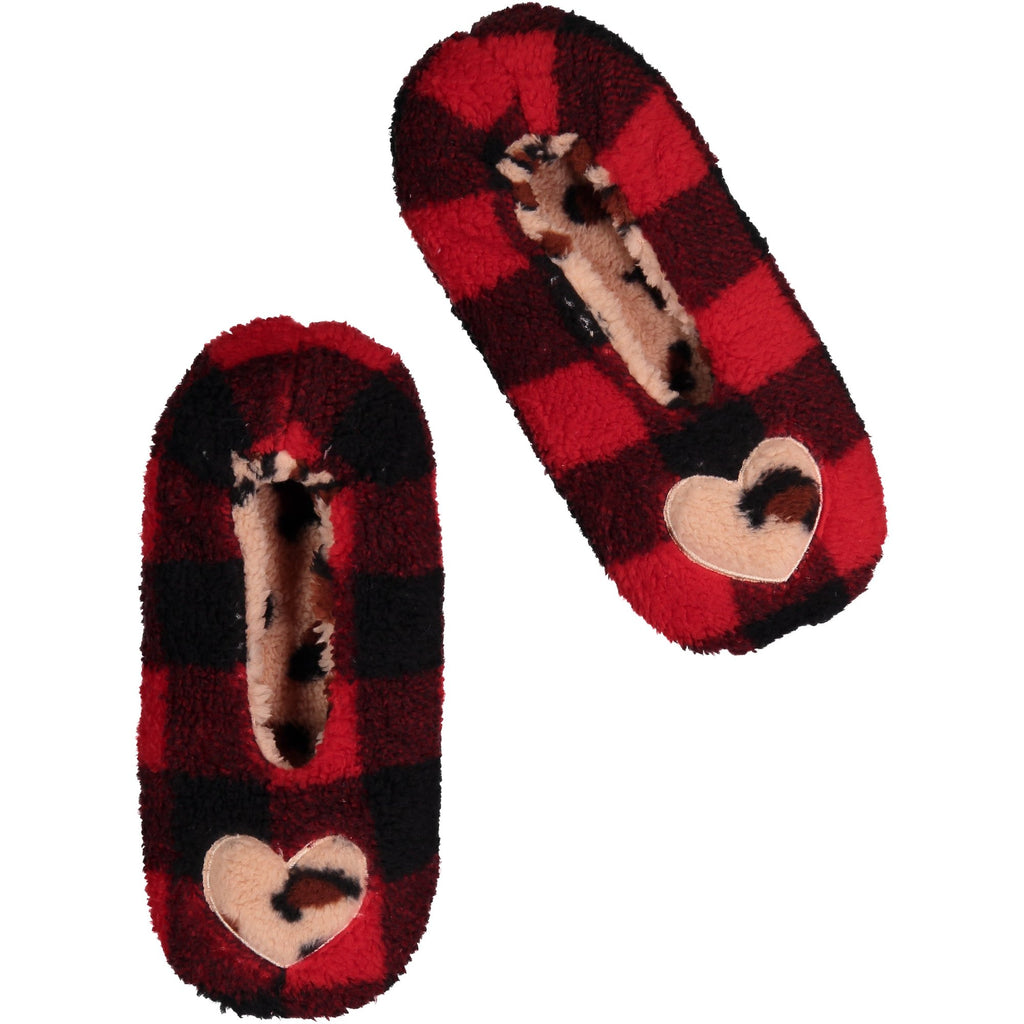 Plaid and Leopard Slipper Socks