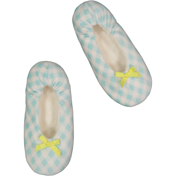 Women's Teal Gingham Slipper Socks