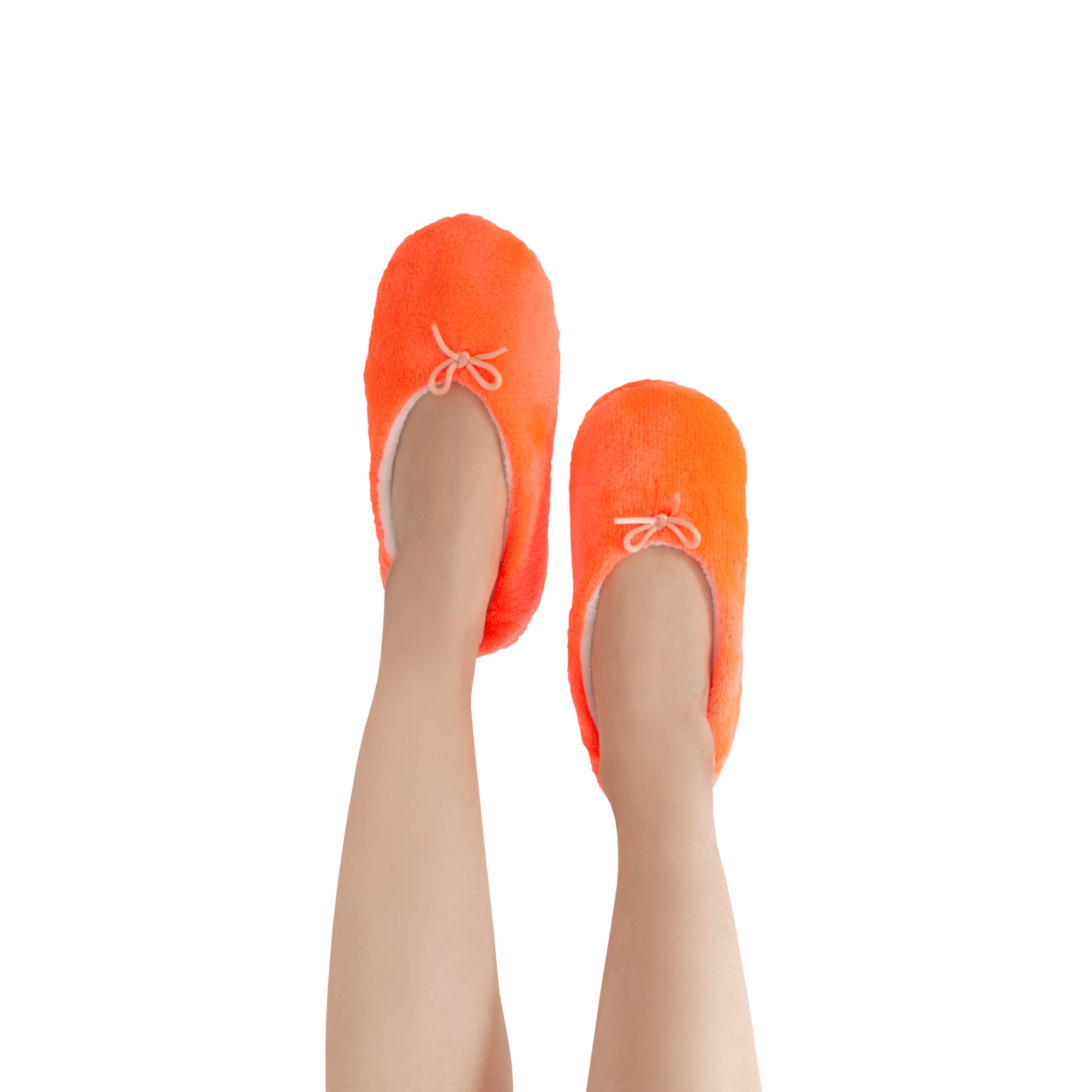 orange fuzzy slippers