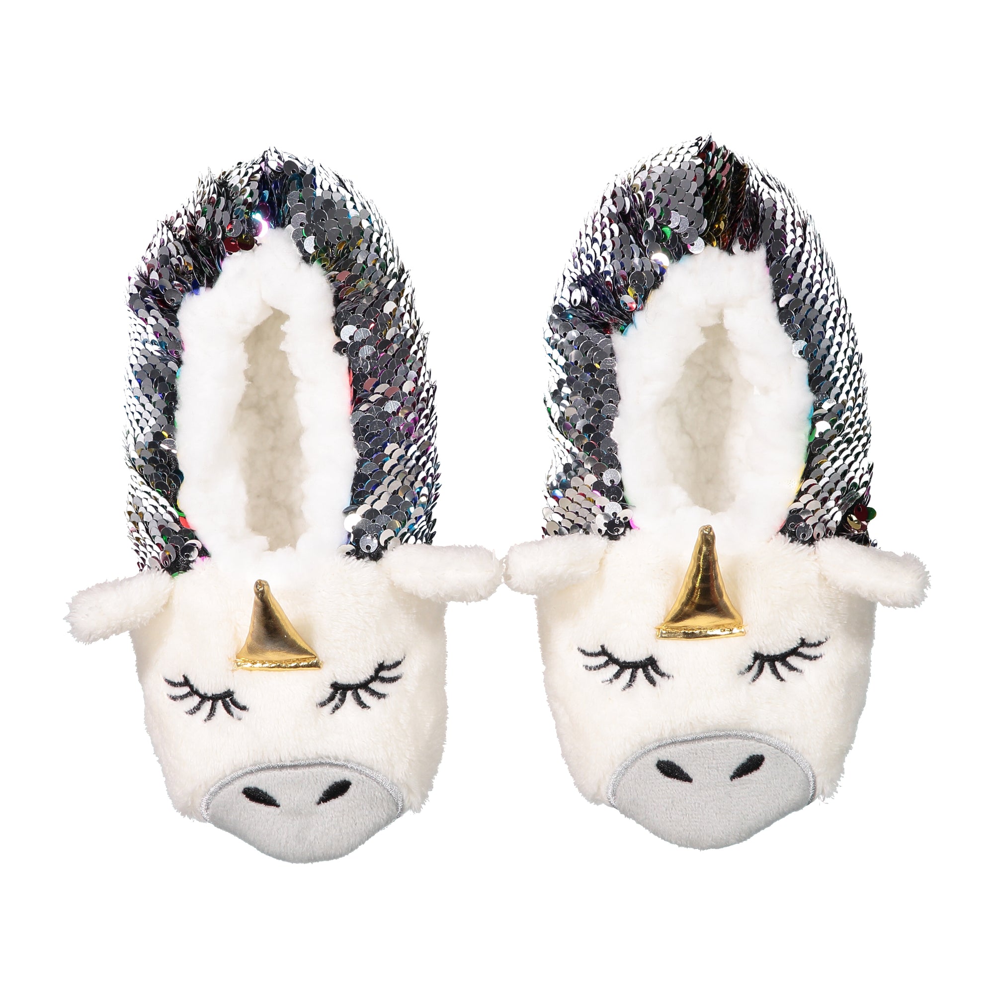unicorn sequin slippers