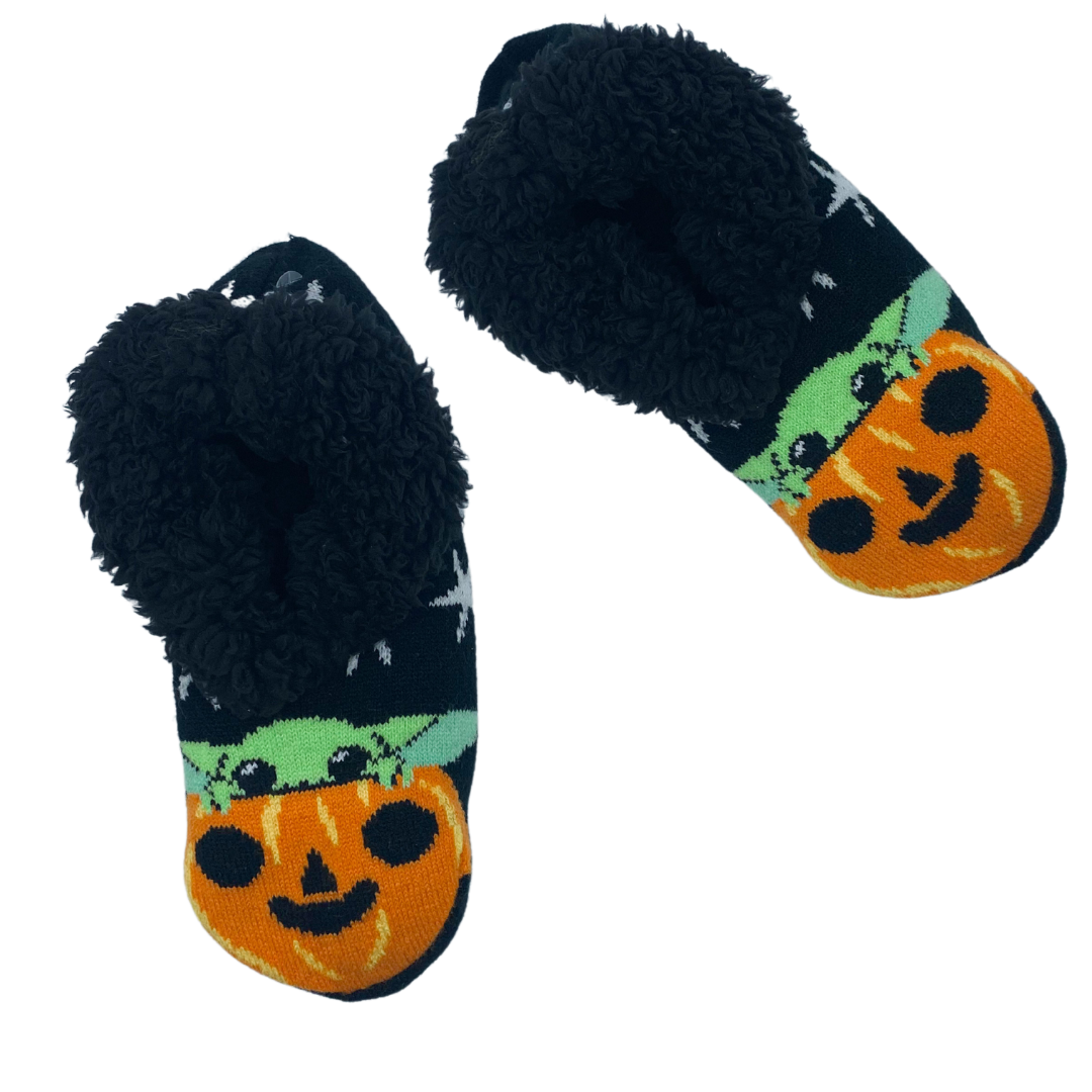 Baby Yoda Smiley Pumpkin Halloween Teddy Fur Slipper Socks