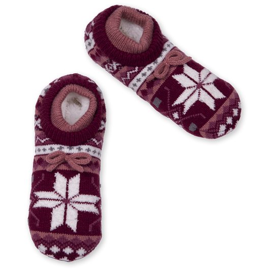 Women's Knit Snowflake Double Cuffer Slipper Sock – Fuzzy Babba
