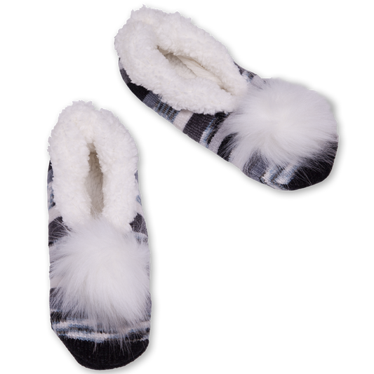 Women's Ballerina Knit Slipper Socks with Gripper Bottoms – Fuzzy