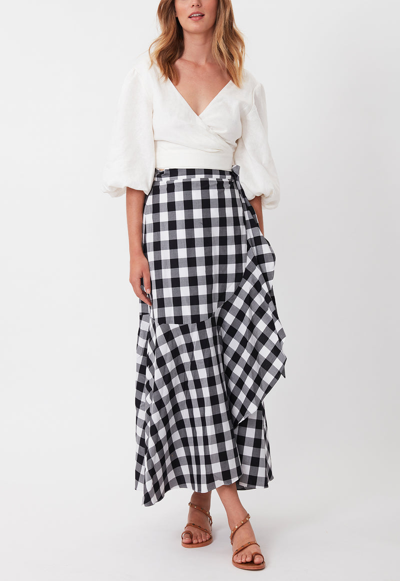 WEEKEND WRAP SKIRT BLACK WHITE – TORANNCE