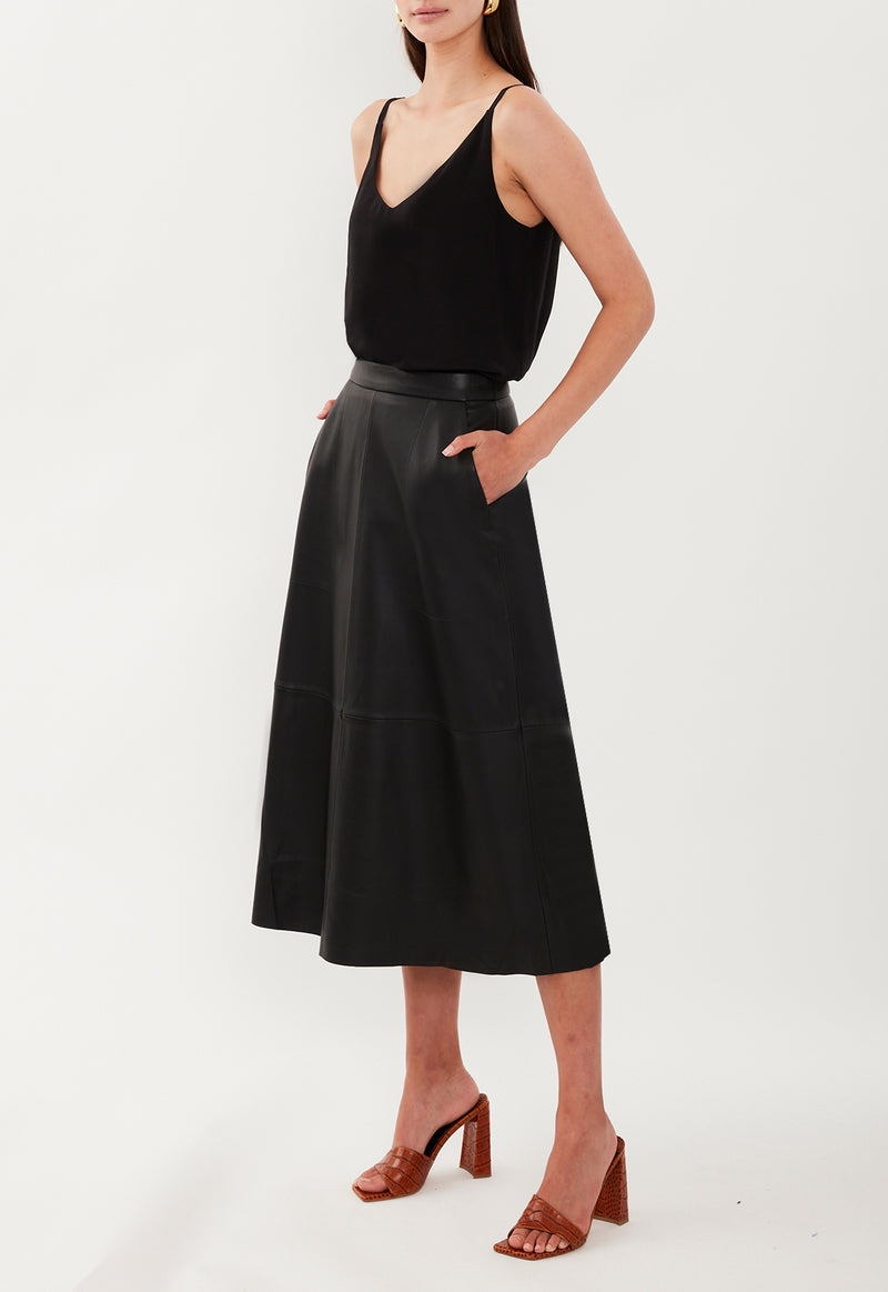 LOREN LEATHER SKIRT BLACK – TORANNCE