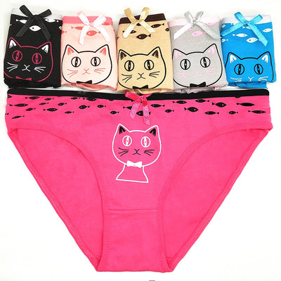 1PCS Cute Panties Woman Cartoon Pattern Fashion Funny Low-Rise 90%Cotton Underwear Woman Soft Comfortable Pink Beautiful Brief