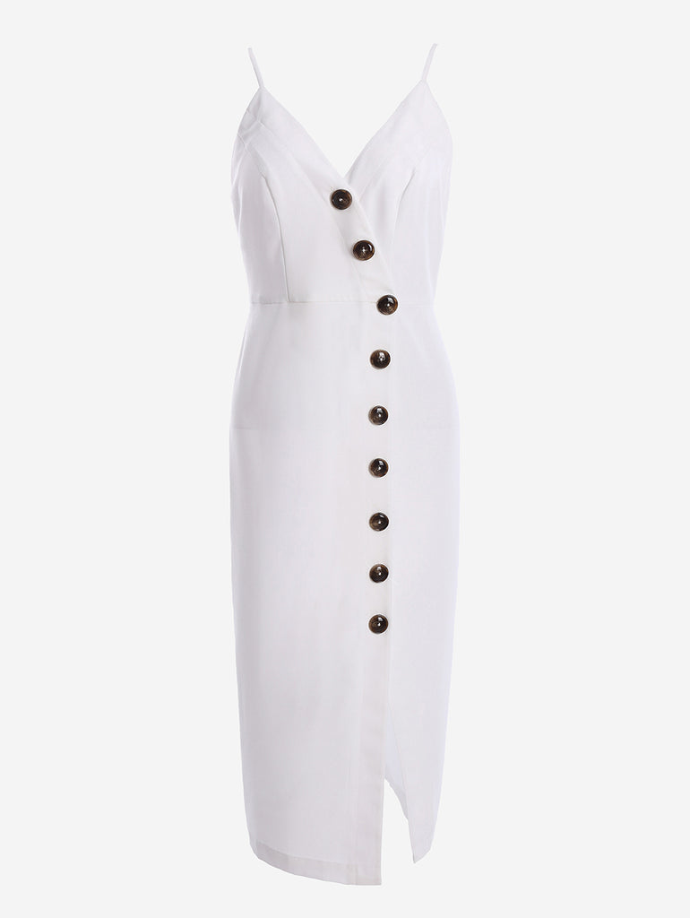 white button down midi dress