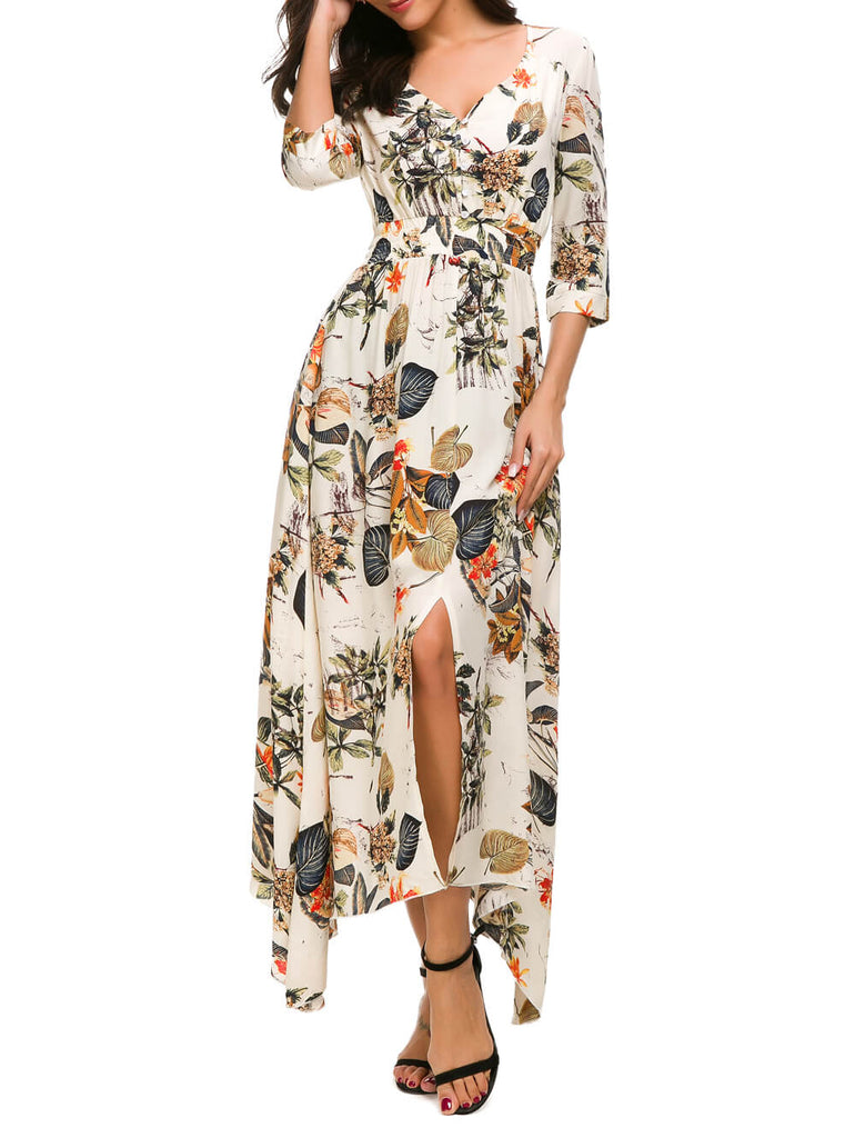 button down floral maxi dress