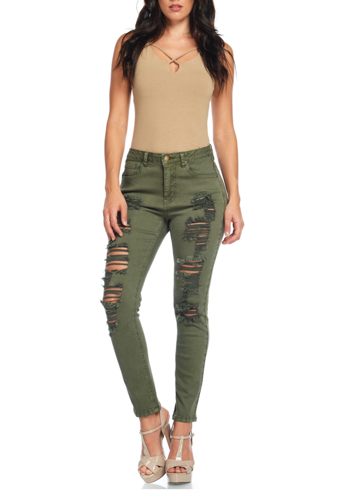 olive distressed jeans