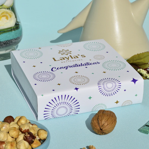 Layla’s Delicacies congratulations pastry box