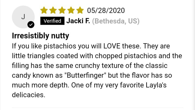 Customer review of the Samsa pistachio