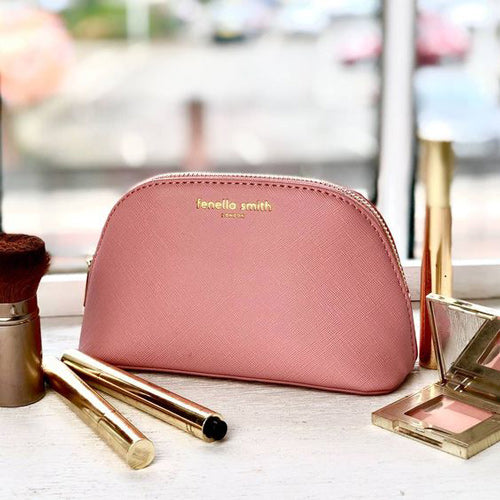 vegan leather pink make-up bag