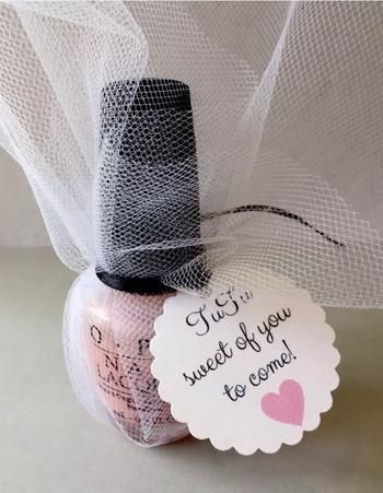 nail polish in tulle with a gratitude tag