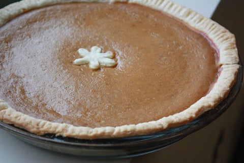 pumpkin pie made from a plant-based recipe 