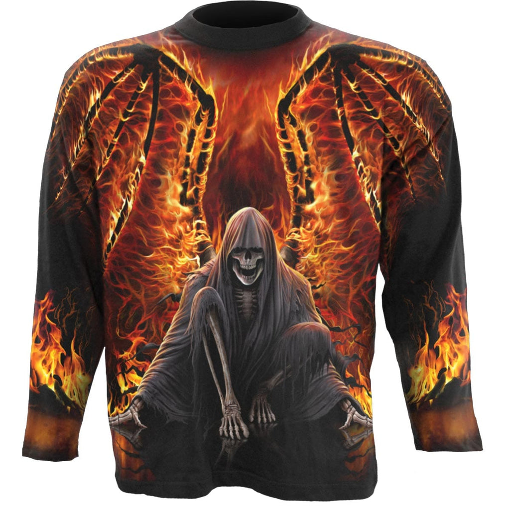 FLAMING DEATH - Allover Longsleeve T-Shirt Black | Spiral USA
