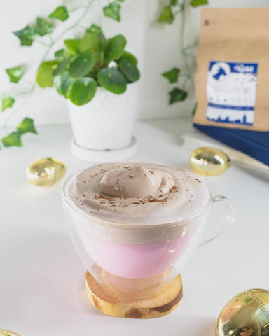 Chocolate strawberry iced coffee, colorful coffee