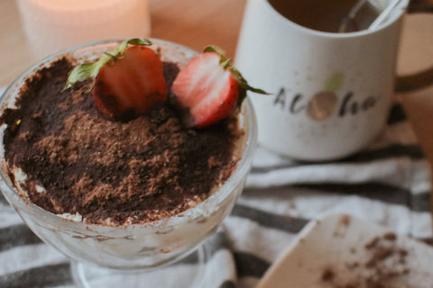 Coffee sprinkled on top of ice cream