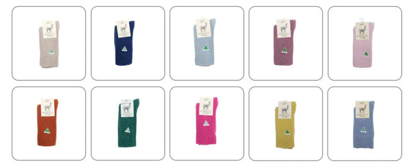 The colour selection for Yellow Earth Australia's Alpaca Wool Women's Socks