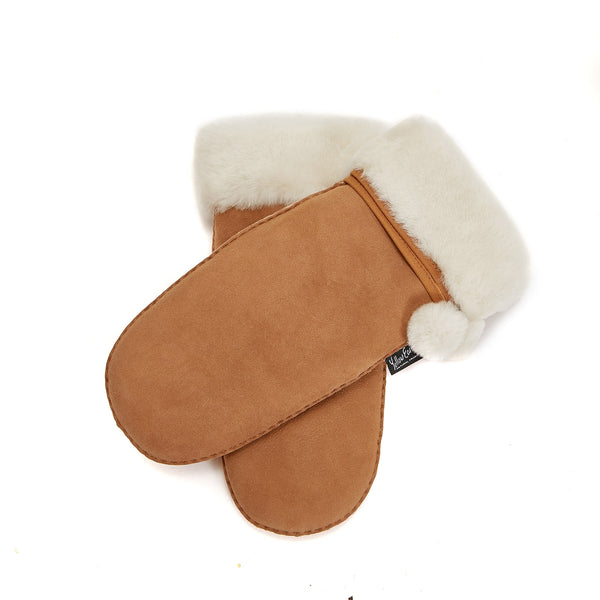 tan sheepskin mittens