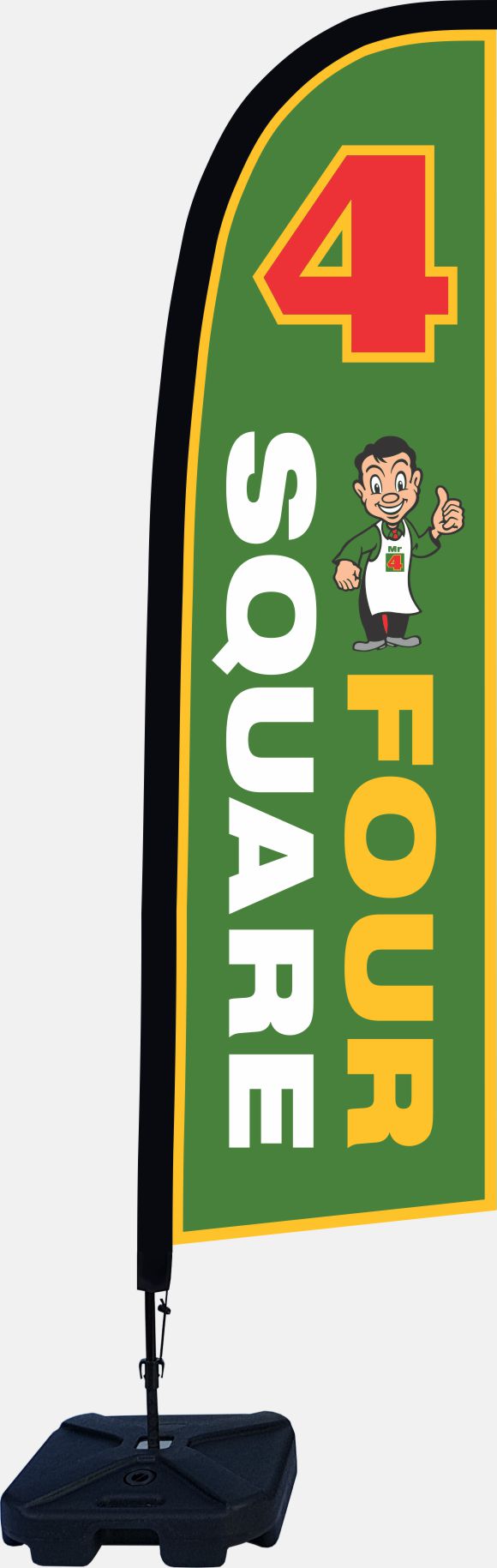 an example of Large advertising feather flags for grocery and dairy in Australia