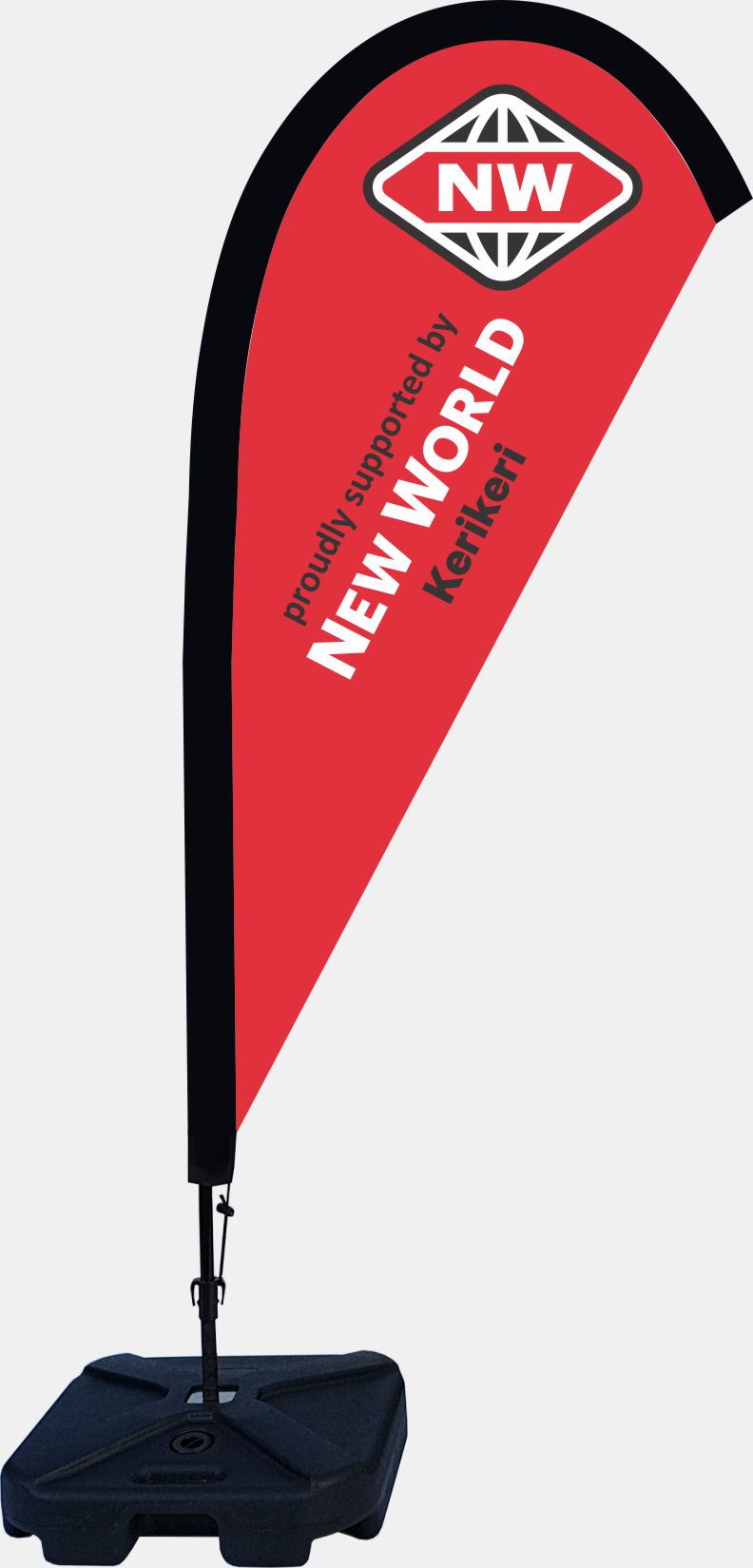 small advertising teardrop flags for grocery and dairy in NZ