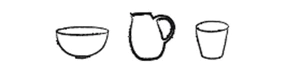 A black and white drawing of a pitcher