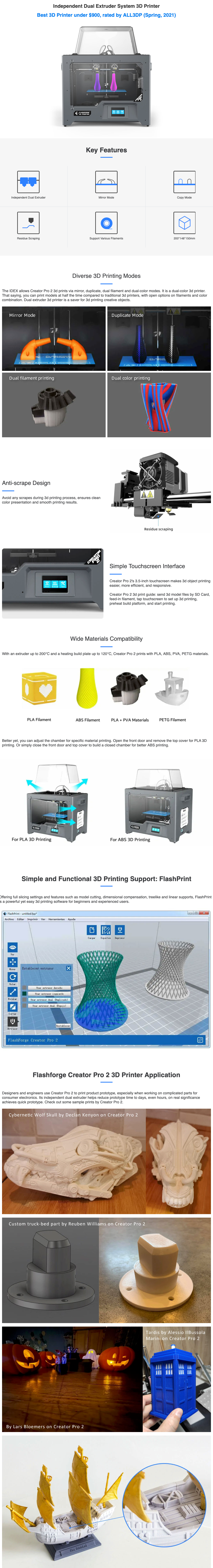 Flashforge_Creator_Pro_2_3D_Printer_Description
