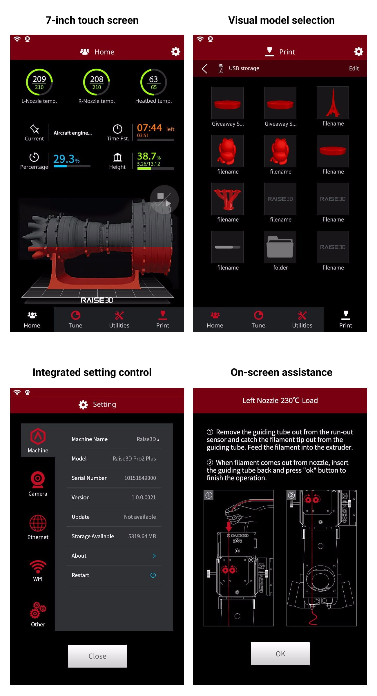 Raise3D Pro2 3D Printer and Pro2 Plus 3D Printer Intuitive User Experience