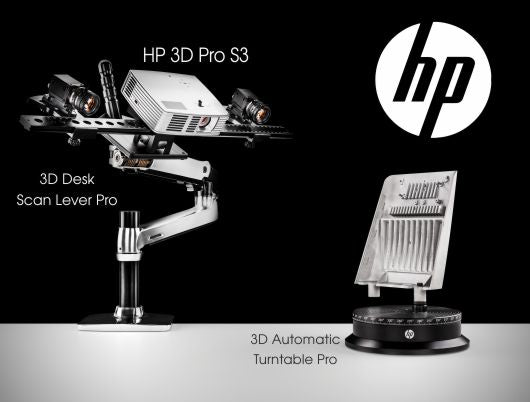HP 3D Structured Light Scanner Pro S3 3D Scanner - Dual Camera Upgrade Kit + HP 3D Automatic Turntable Pro + HP 3D Desk Scan Lever Pro